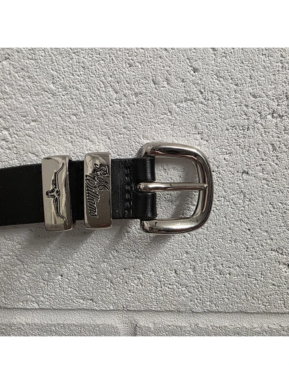 RM Williams Black Leather Belt Size 44 440 Australia Longhorn Buckle Western